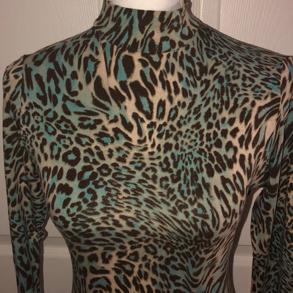 Kay Celine Leopard Print Mock Turtleneck